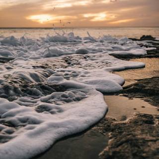 Sunset on beach island wallpaper