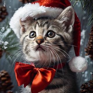 Cute Christmas tabby cats wallpaper