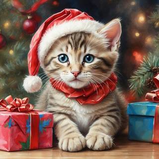 Cute Christmas tabby cats wallpaper