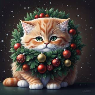 Cute Christmas tabby cats wallpaper