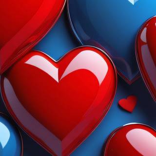 Red and blue hearts wallpaper