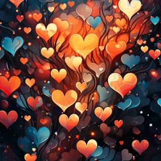 Red and blue hearts wallpaper