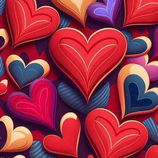 Red and blue hearts wallpaper