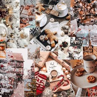 Colorful Christmas collage laptop wallpaper