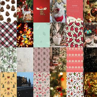 Colorful Christmas collage laptop wallpaper