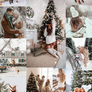 Christmas cozy collage wallpaper