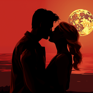 Kissing under the moon wallpaper