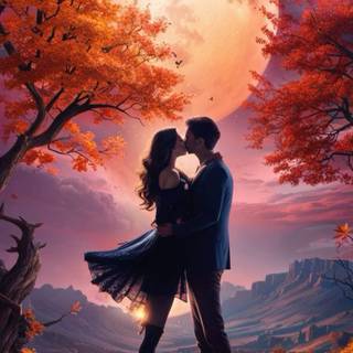 Kissing under the moon wallpaper