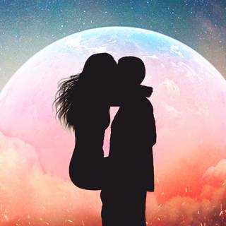 Kissing under the moon wallpaper