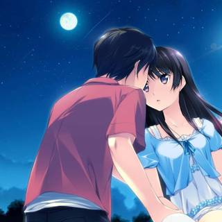 Kissing under the moon wallpaper