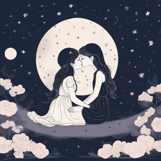 Kissing under the moon wallpaper