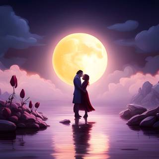 Kissing under the moon wallpaper