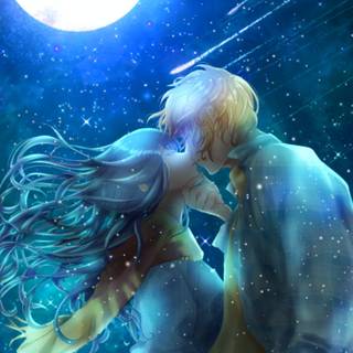 Kissing under the moon wallpaper