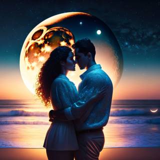 Kissing under the moon wallpaper