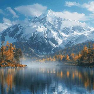 Foggy mountain autumn wallpaper