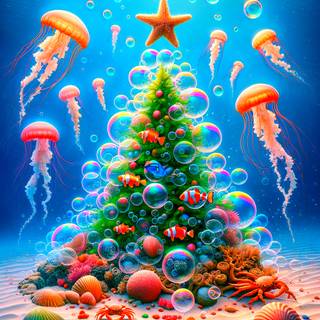 Underwater Christmas tree wallpaper