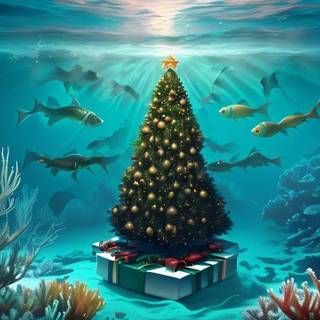 Underwater Christmas tree wallpaper
