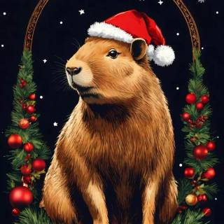 Christmas capybara wallpaper