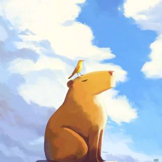 Capybara cartoon wallpaper