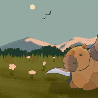 Capybara cartoon wallpaper