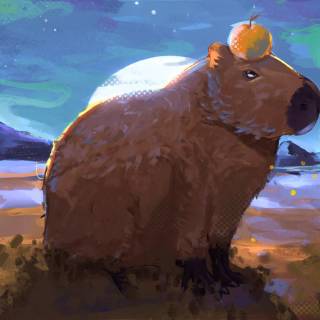 Capybara cartoon wallpaper