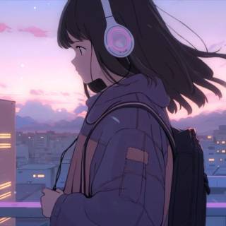 Anime girl lofi wallpaper