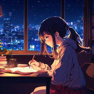 Anime girl lofi wallpaper