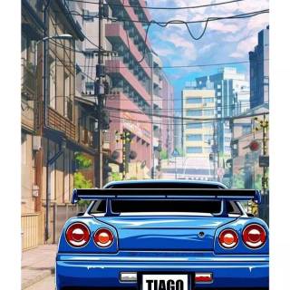 Nissan GTR cartoon iPhone wallpaper