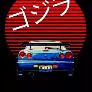 Nissan GTR cartoon iPhone wallpaper