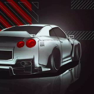 Nissan GTR cartoon iPhone wallpaper