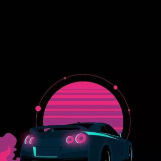 Nissan GTR cartoon iPhone wallpaper