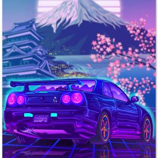 Nissan GTR cartoon iPhone wallpaper