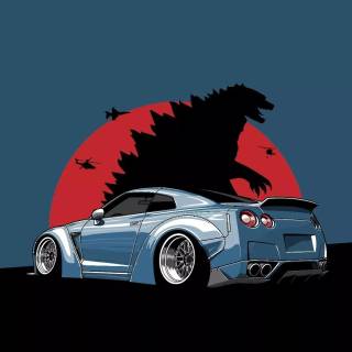 Nissan GTR cartoon iPhone wallpaper
