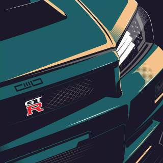 Nissan GTR cartoon iPhone wallpaper