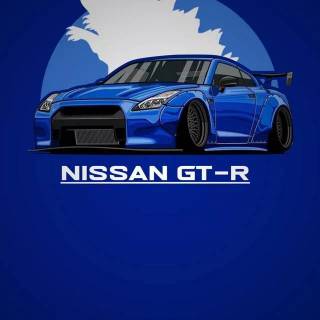 Nissan GTR cartoon iPhone wallpaper