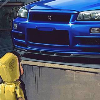 Nissan GTR cartoon iPhone wallpaper