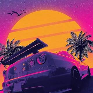 Nissan GTR cartoon iPhone wallpaper