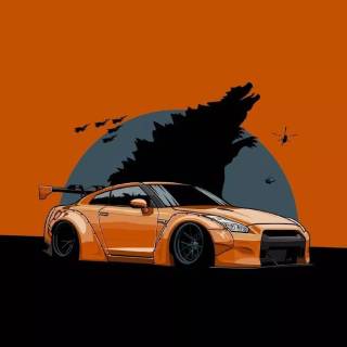 Nissan GTR cartoon iPhone wallpaper