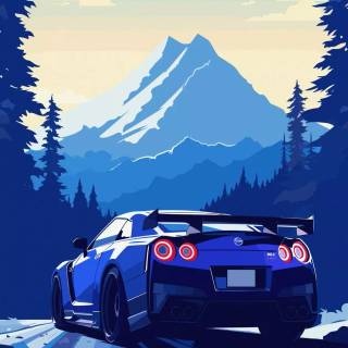 Nissan GTR cartoon iPhone wallpaper