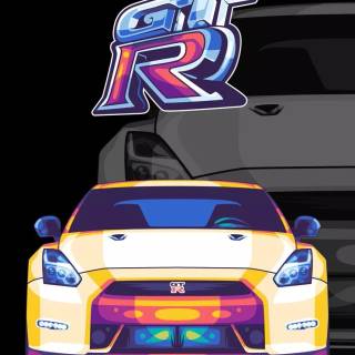 Nissan GTR cartoon iPhone wallpaper
