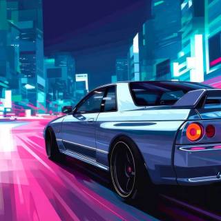 Nissan GTR cartoon iPhone wallpaper