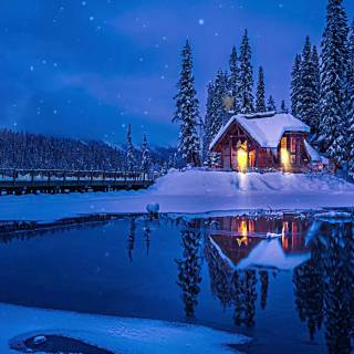 4k cabin winter wallpaper