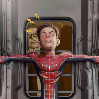 Spider-Mman stopping train wallpaper