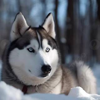Husky in snow wallpaper