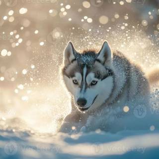 Husky in snow wallpaper