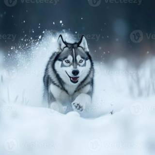 Husky in snow wallpaper