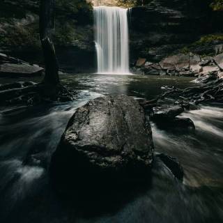 Dark waterfall wallpaper