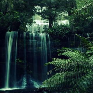 Dark waterfall wallpaper