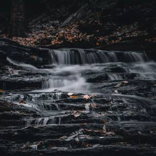 Dark waterfall wallpaper