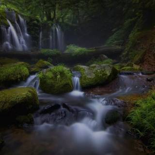 Dark waterfall wallpaper